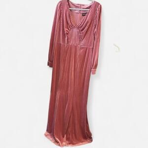 NWT Voodoo Vixen Pink Velvet RockABilly Deep V Gown Sz XXL
